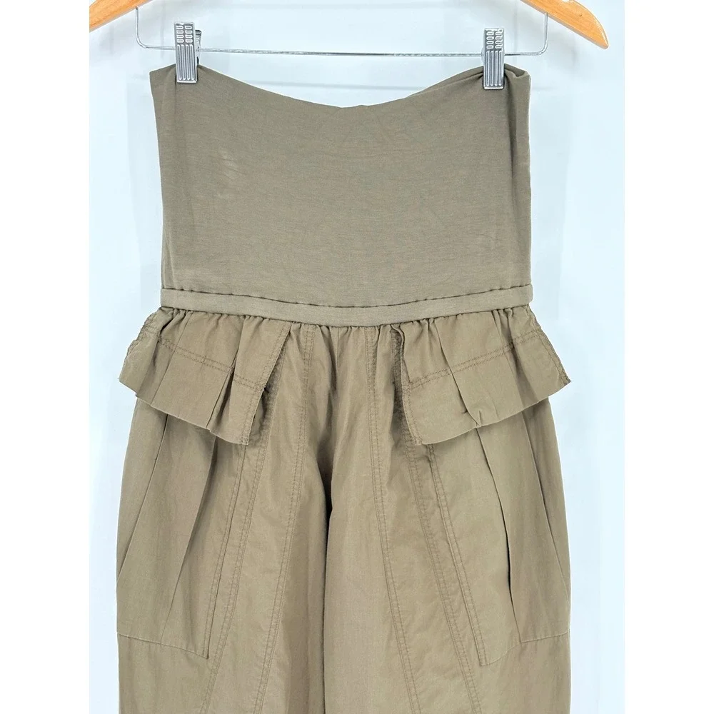 Donna Karan‎ Foldover Ruffle Jogger Pants Olive Green Convertible Italy Vintage